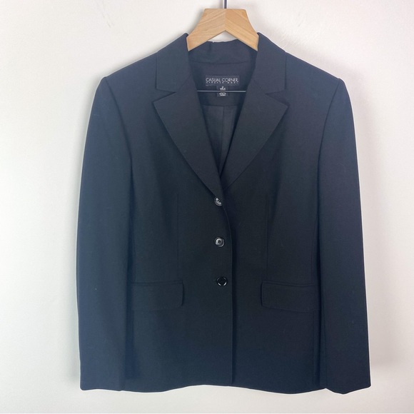 Casual Corner Jackets & Blazers - Casual Corner Classic Wool Stretch Single Breasted Blazer Black Size 2